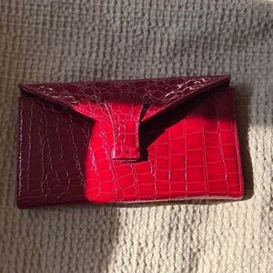 Red Croc Embossed passport Wallet